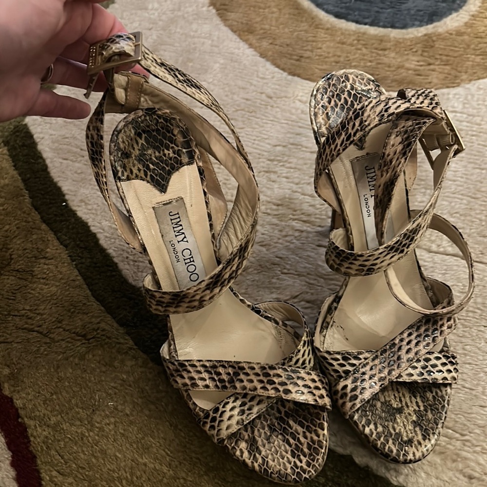 Jimmy Choo snakeskin strappy sandals sz 38!